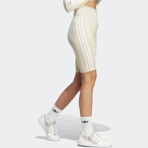 Adidas Beige High Rise Tight Fit Full Length Shorts NWT Size L